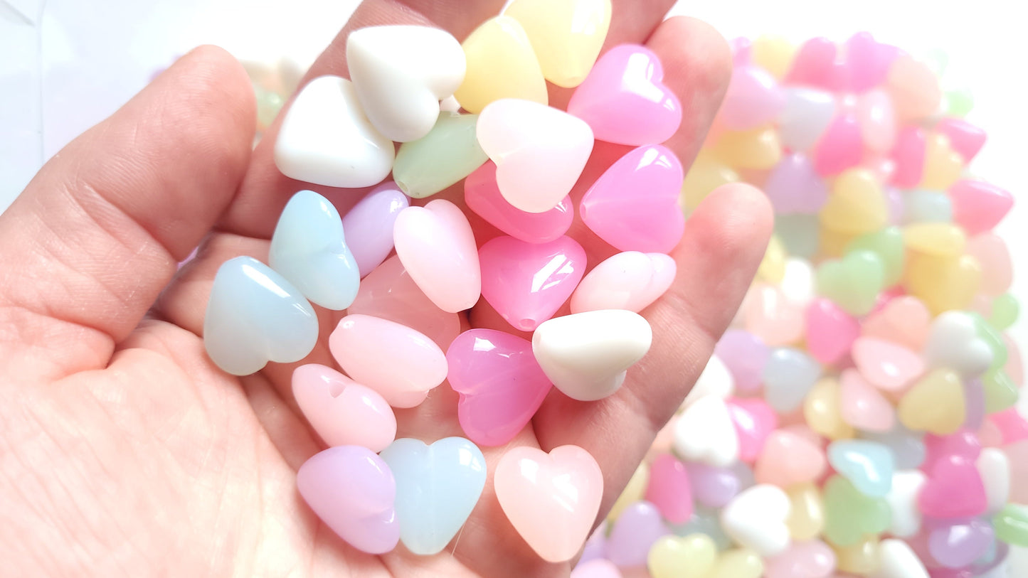 Acrylic Jelly Heart Beads