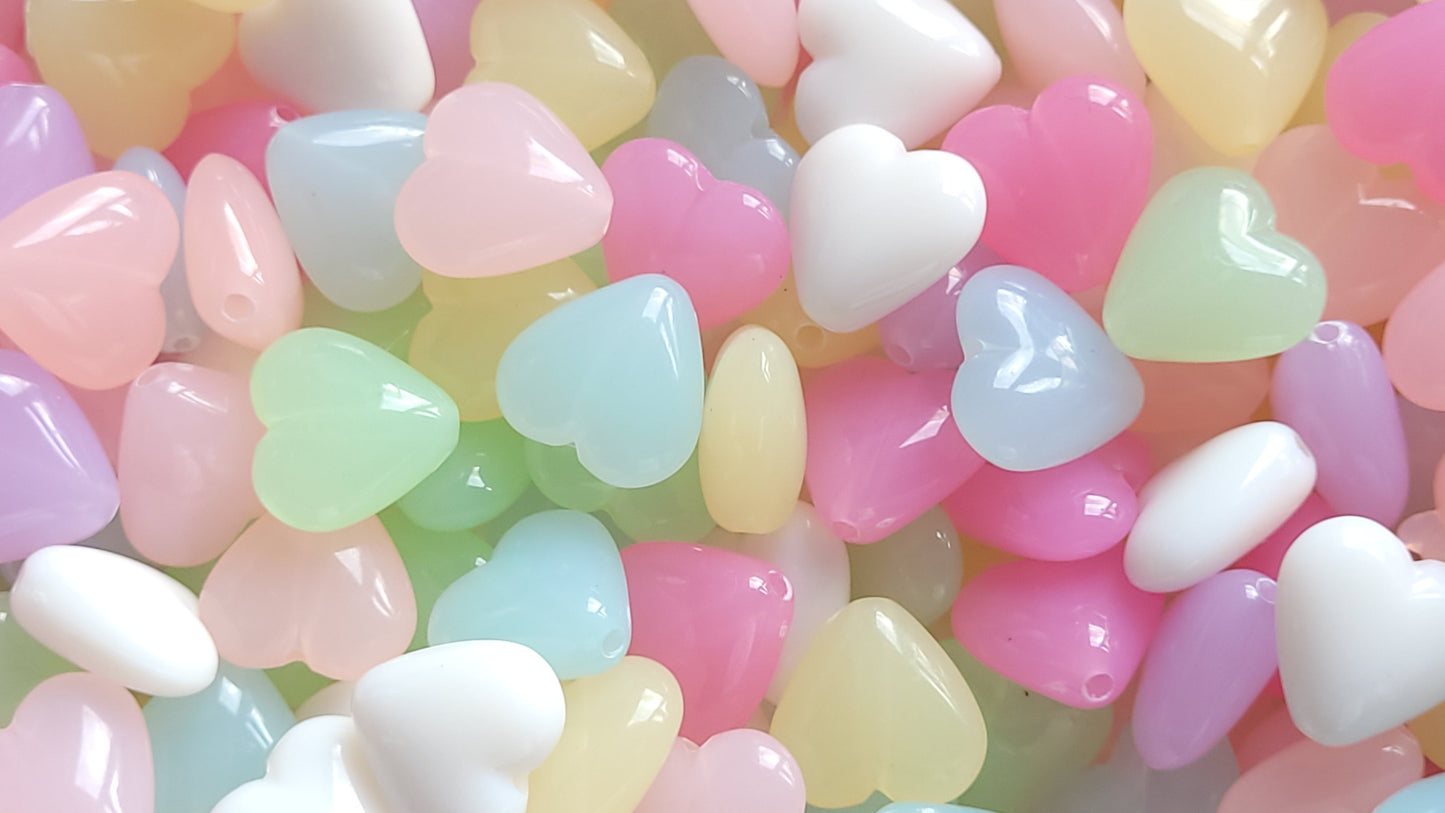 Acrylic Jelly Heart Beads