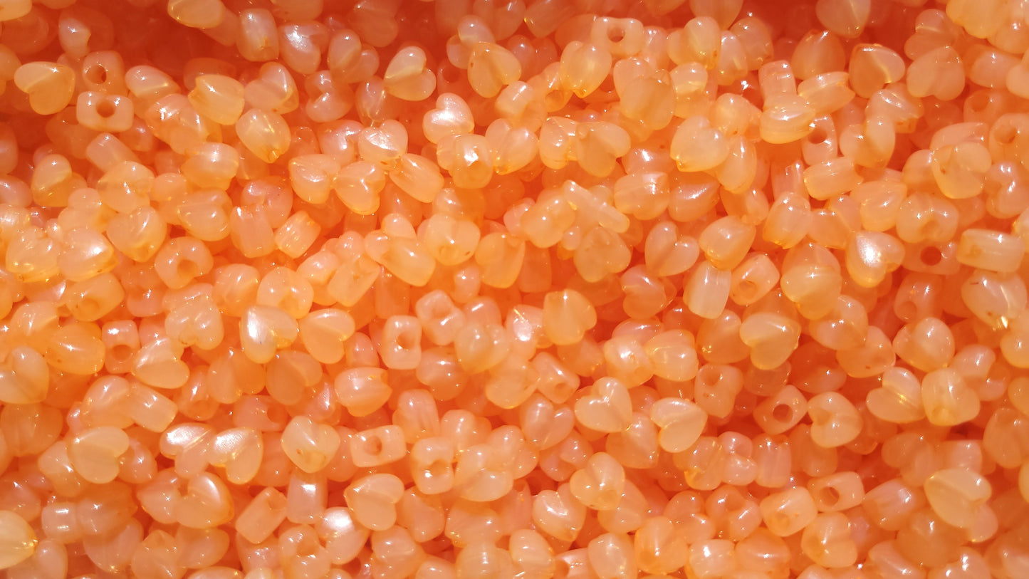 Mini Heart Beads with Large Hole - ORANGE