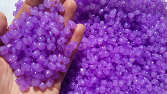 Mini Heart Beads with Large Hole - PURPLE