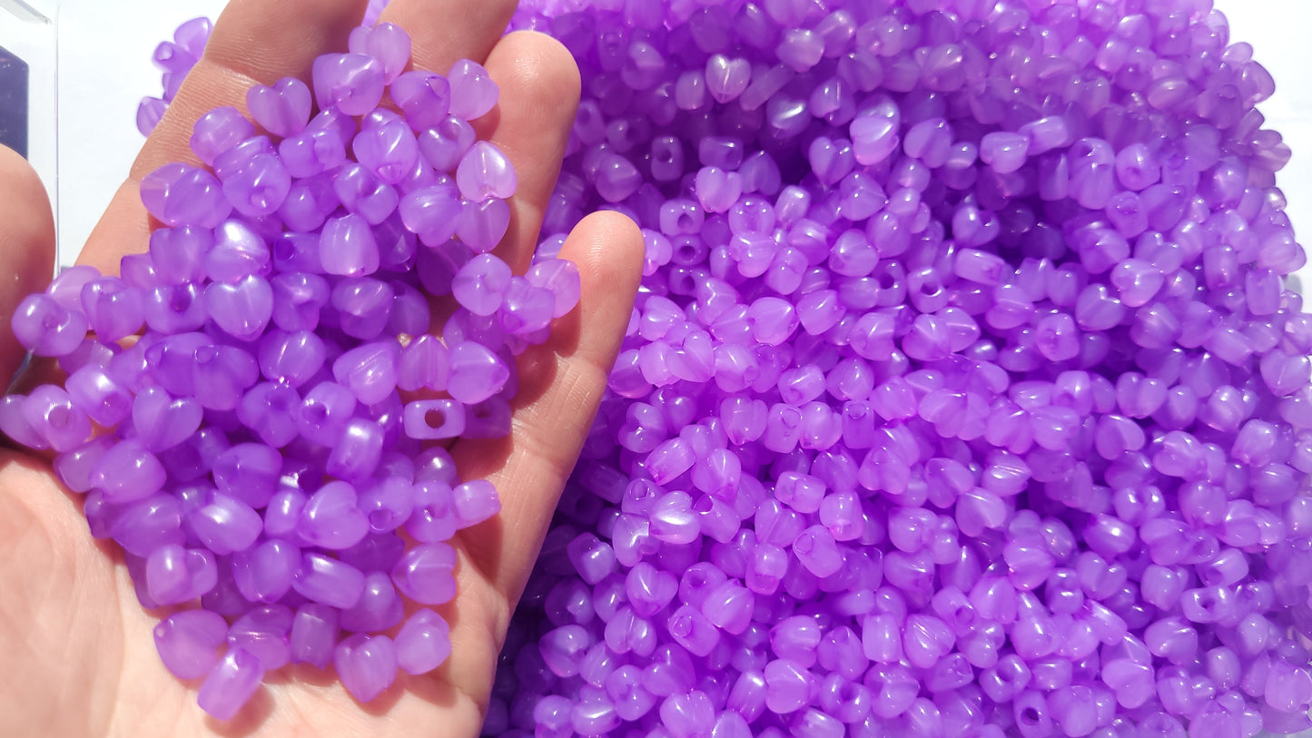 Mini Heart Beads with Large Hole - PURPLE