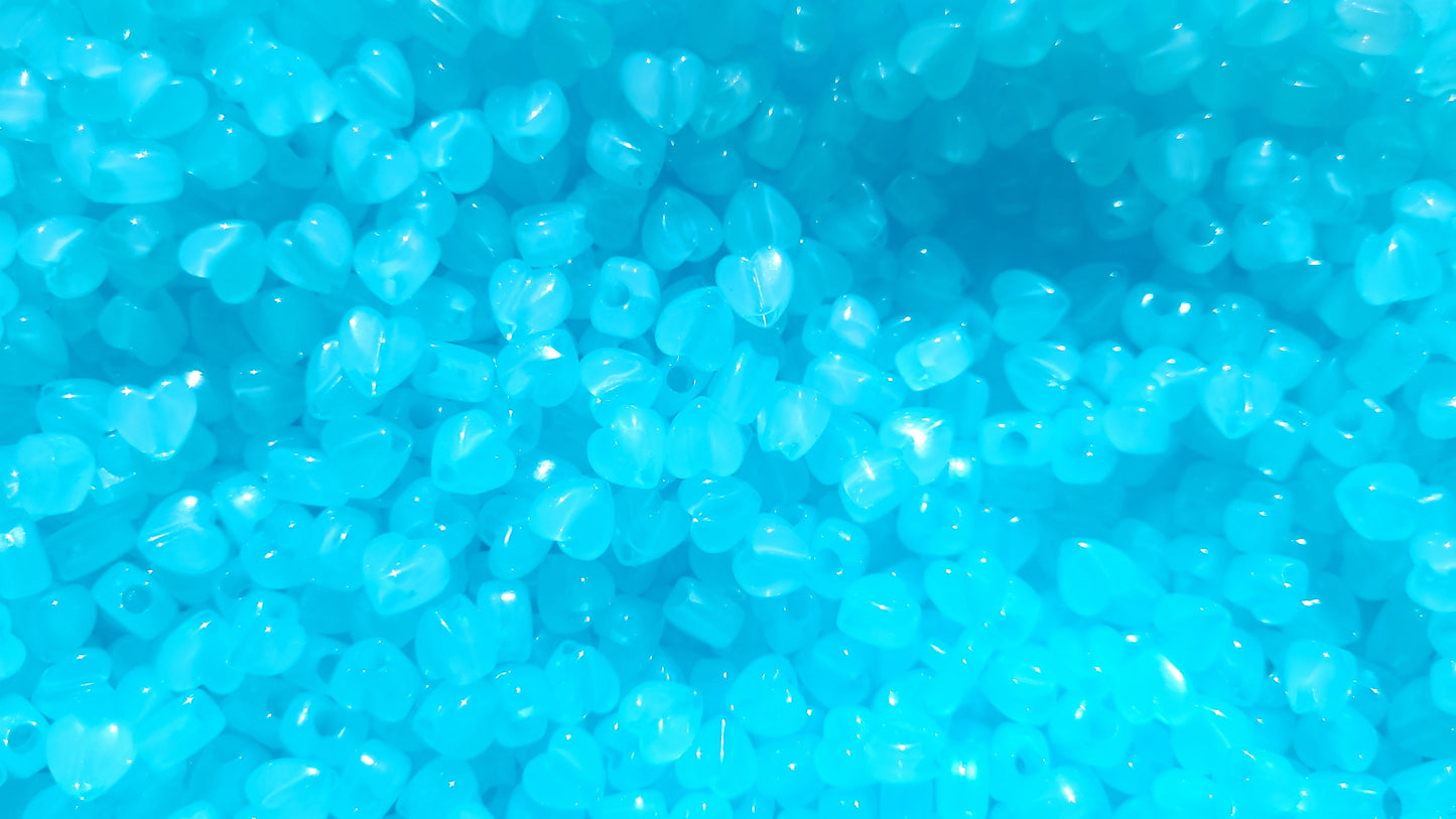 Mini Heart Beads with Large Hole - BLUE
