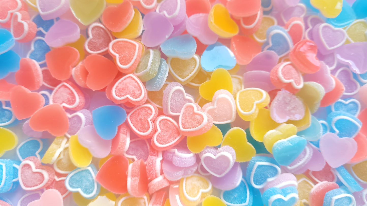 Sugar Heart Cabochons - Fake Candy