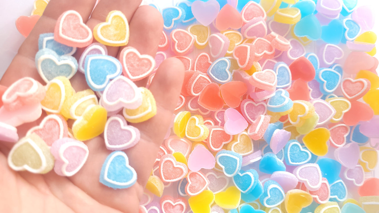 Sugar Heart Cabochons - Fake Candy