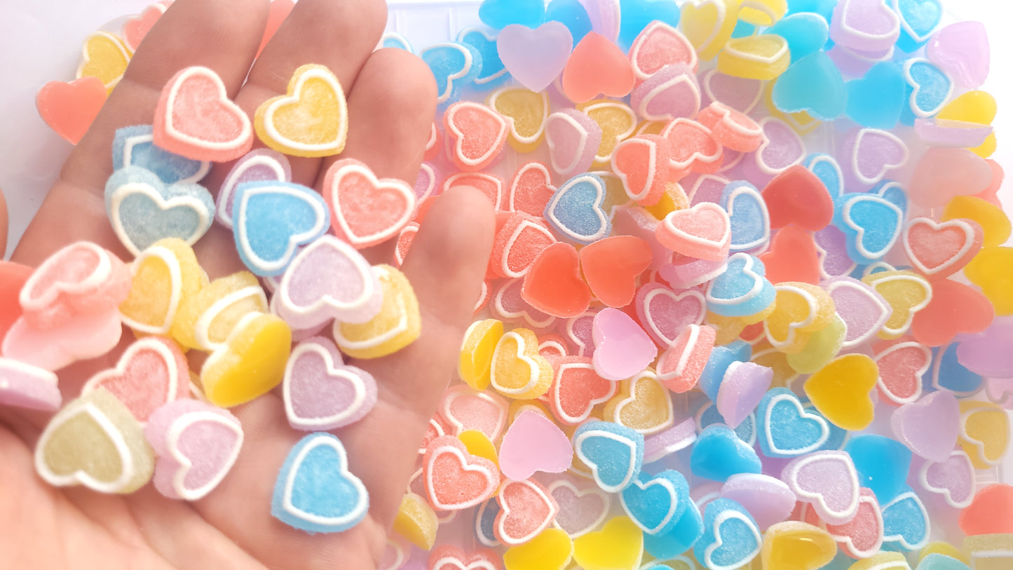 Sugar Heart Cabochons - Fake Candy