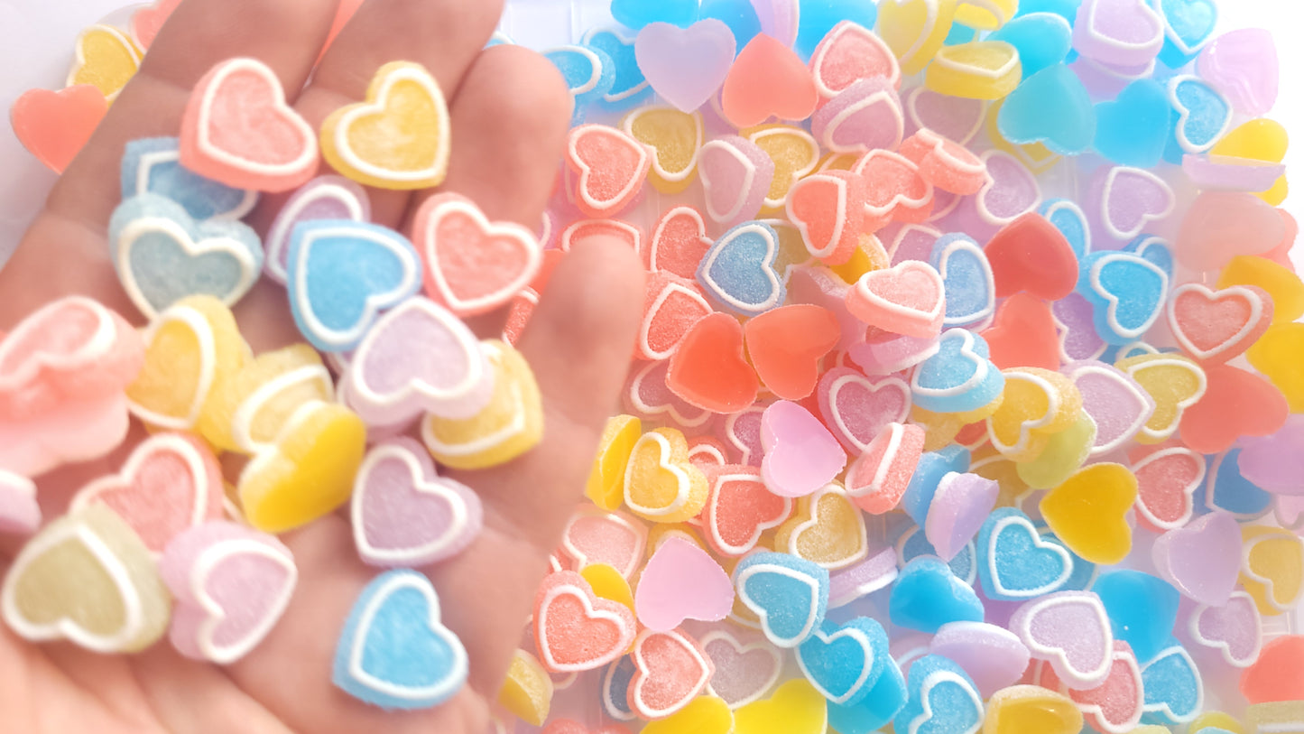 Sugar Heart Cabochons - Fake Candy