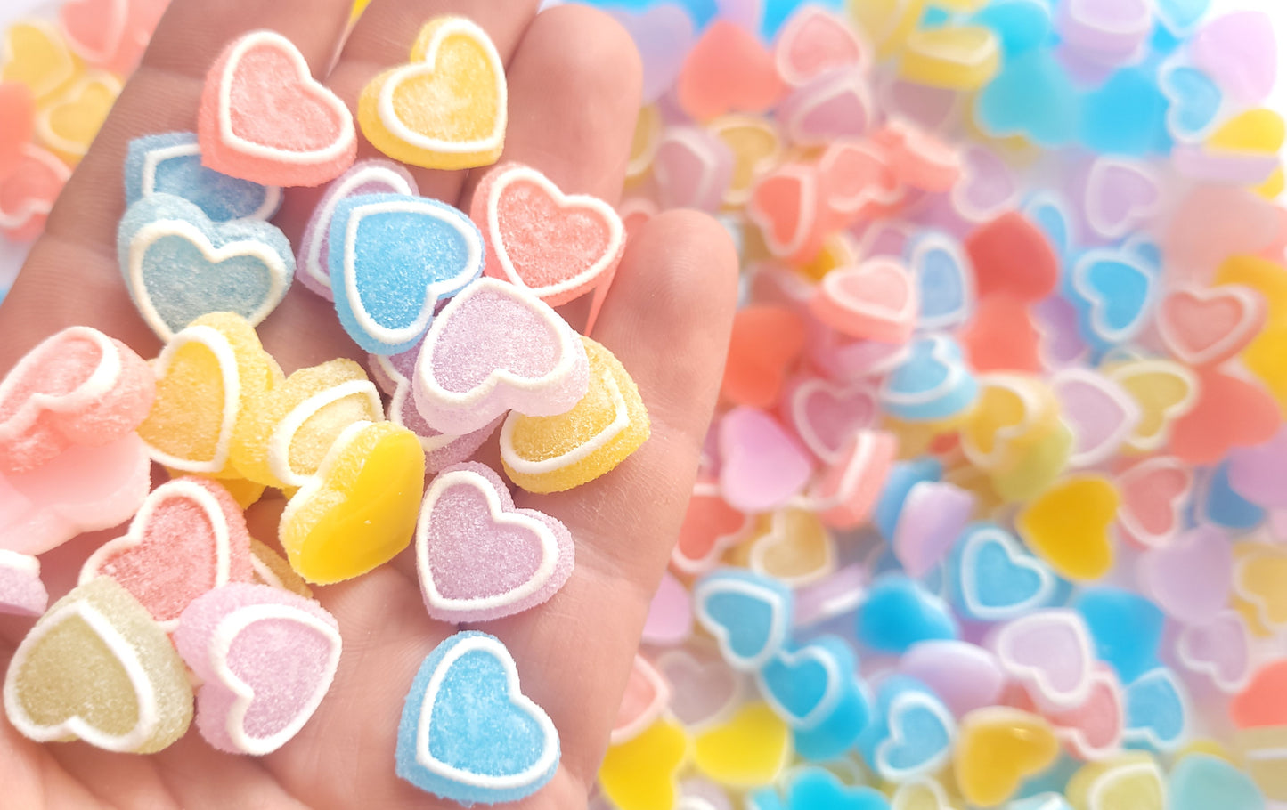Sugar Heart Cabochons - Fake Candy