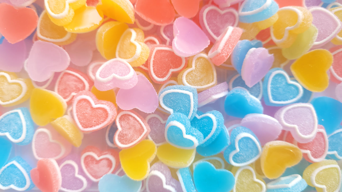 Sugar Heart Cabochons - Fake Candy