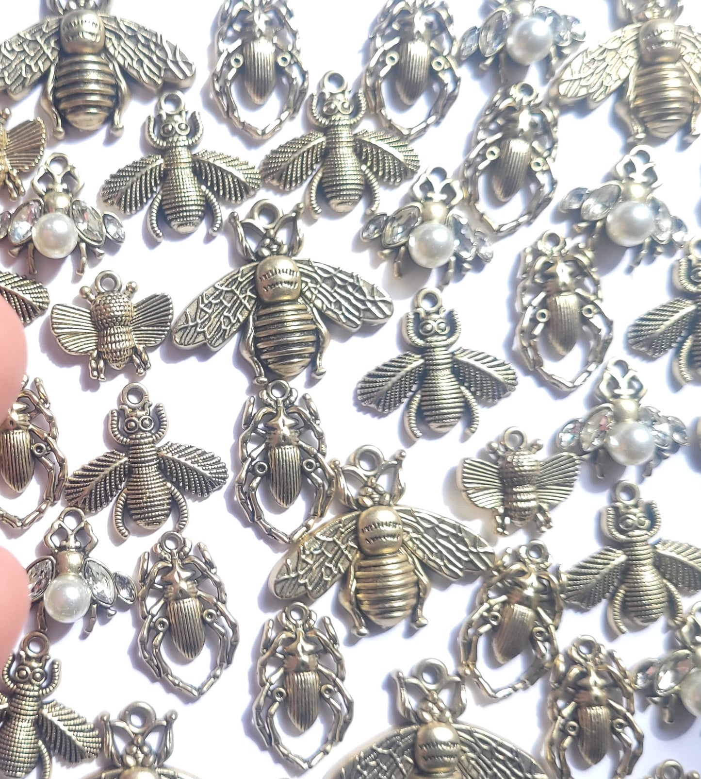 Antique Bronze bee and insect charm mix - Bling charms
