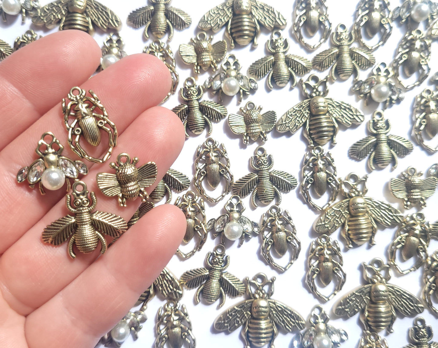 Antique Bronze bee and insect charm mix - Bling charms