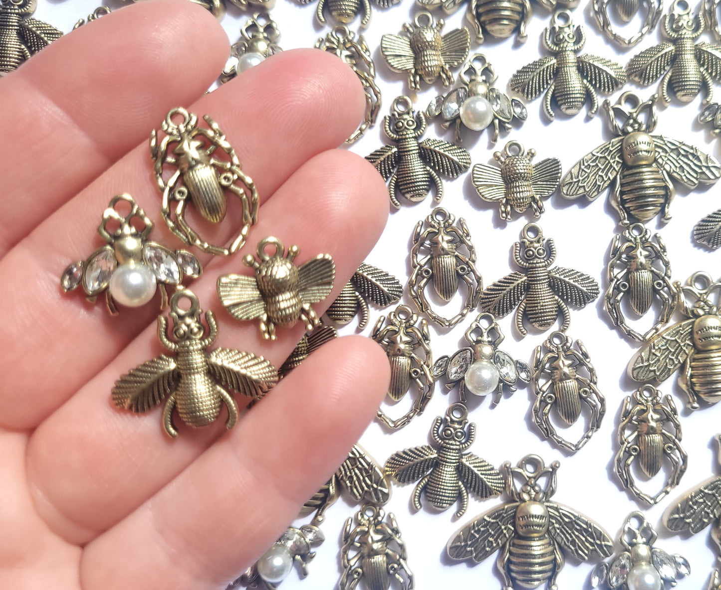Antique Bronze bee and insect charm mix - Bling charms
