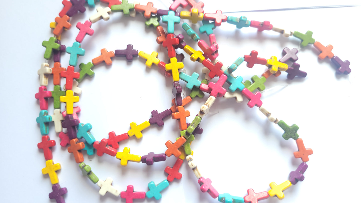 2 Strands of howlite gemstone cross beads