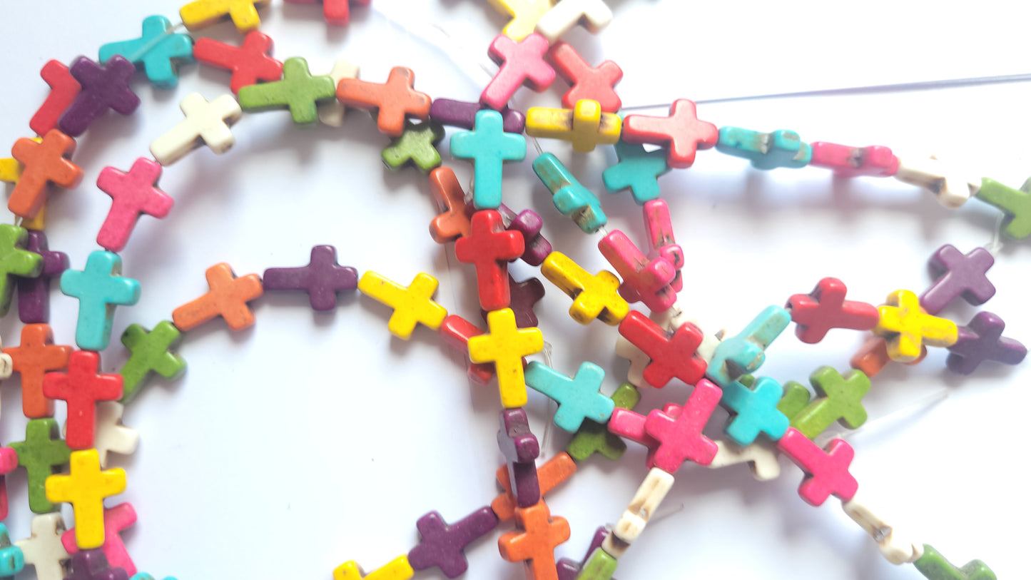 2 Strands of howlite gemstone cross beads