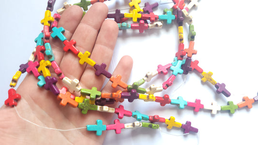 2 Strands of howlite gemstone cross beads