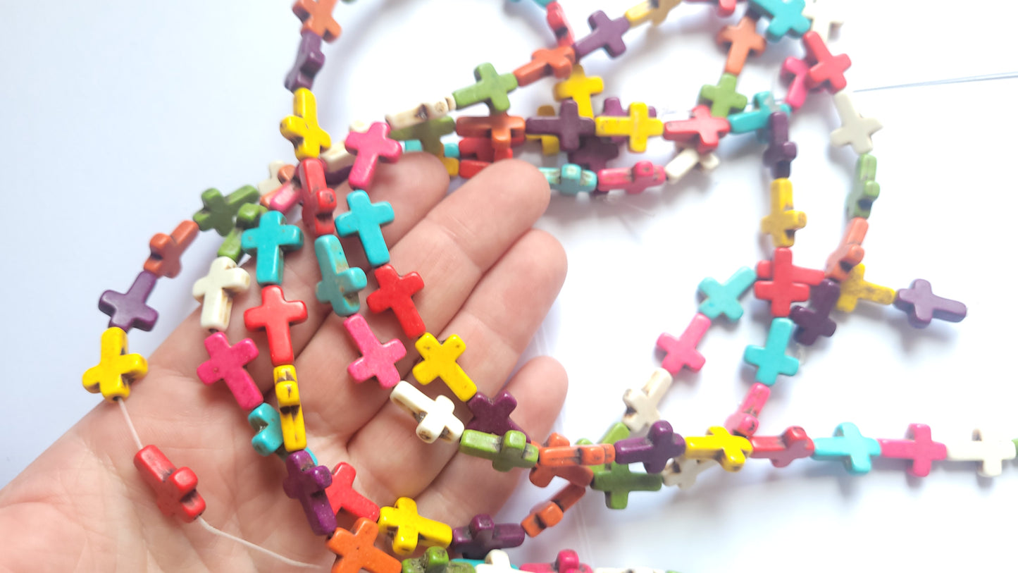 2 Strands of howlite gemstone cross beads