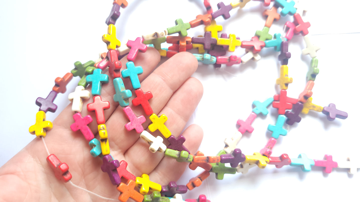 2 Strands of howlite gemstone cross beads