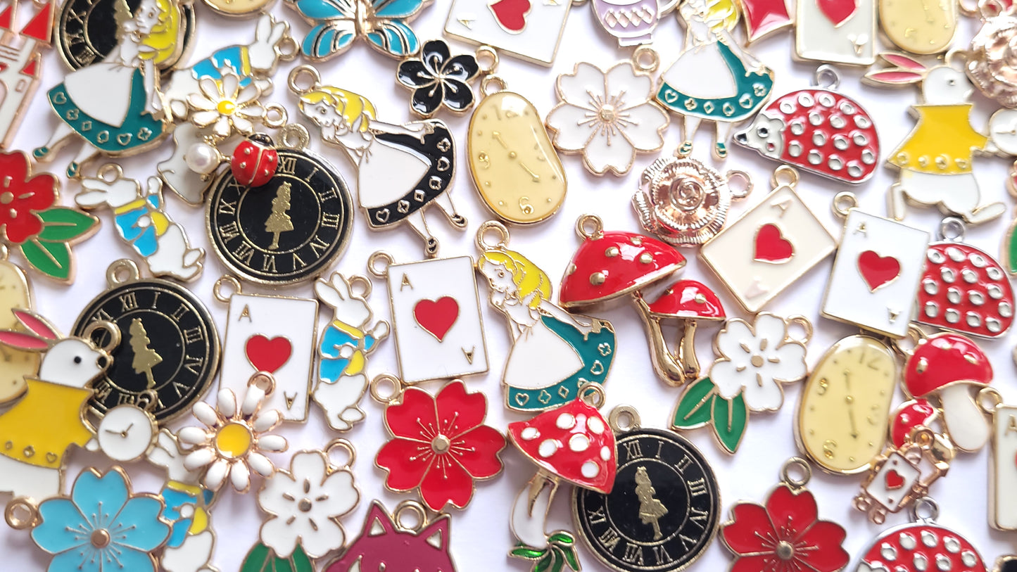 Enamel Charms - Alice Charm Set - Choose amount