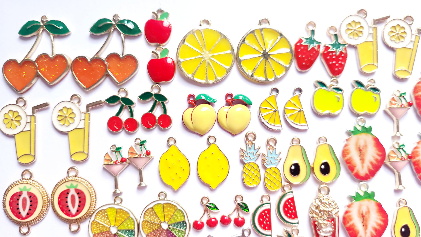 Enamel Charms - Fruit Charms - Jewellery Making Charms - Choose Amount