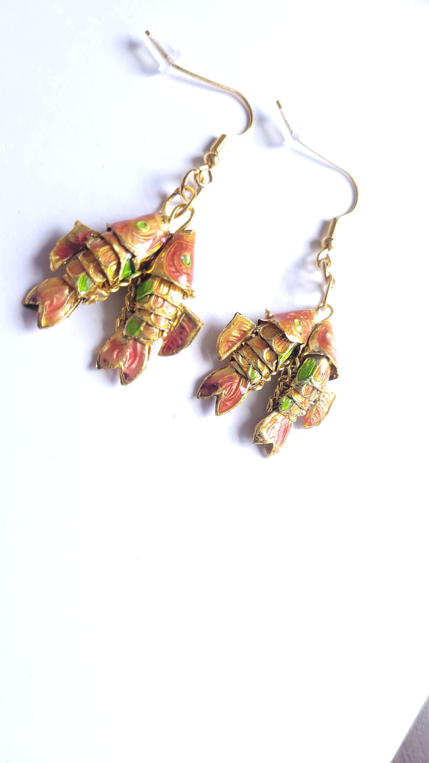 Cloisonne twin Fish earrings