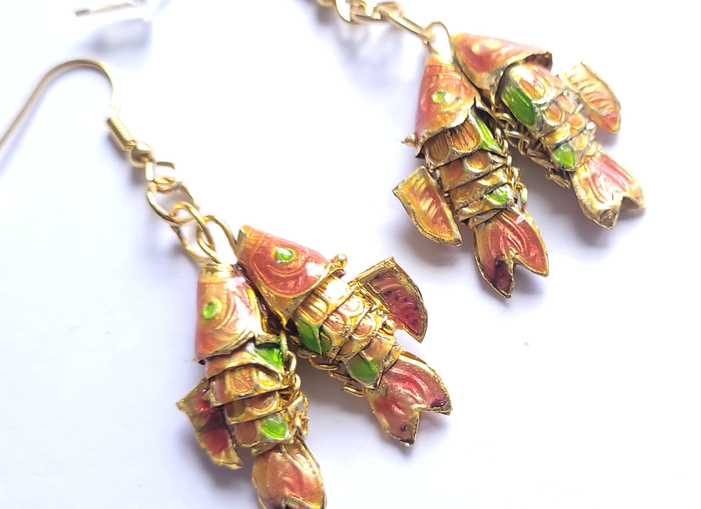 Cloisonne twin Fish earrings