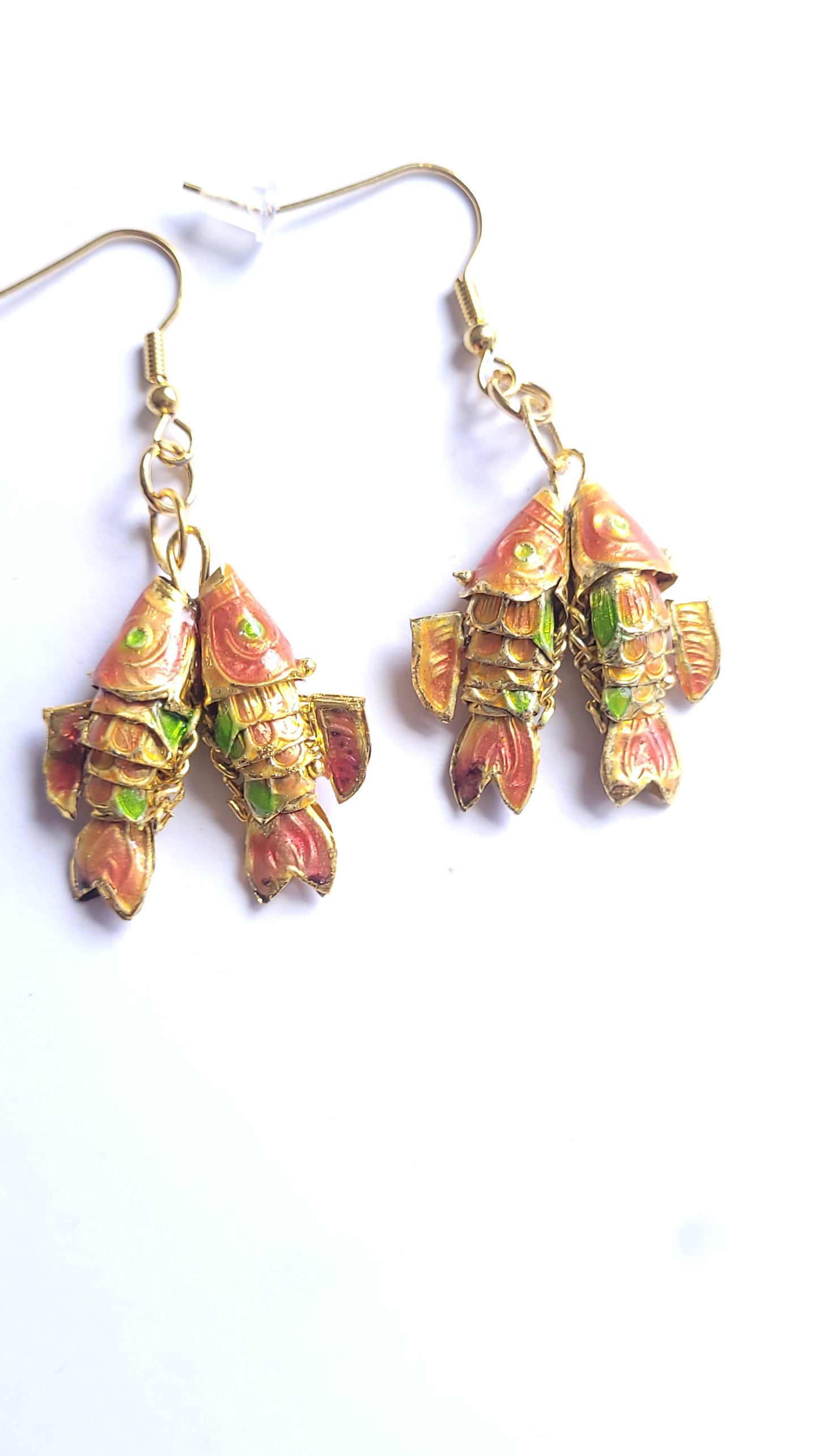 Cloisonne twin Fish earrings