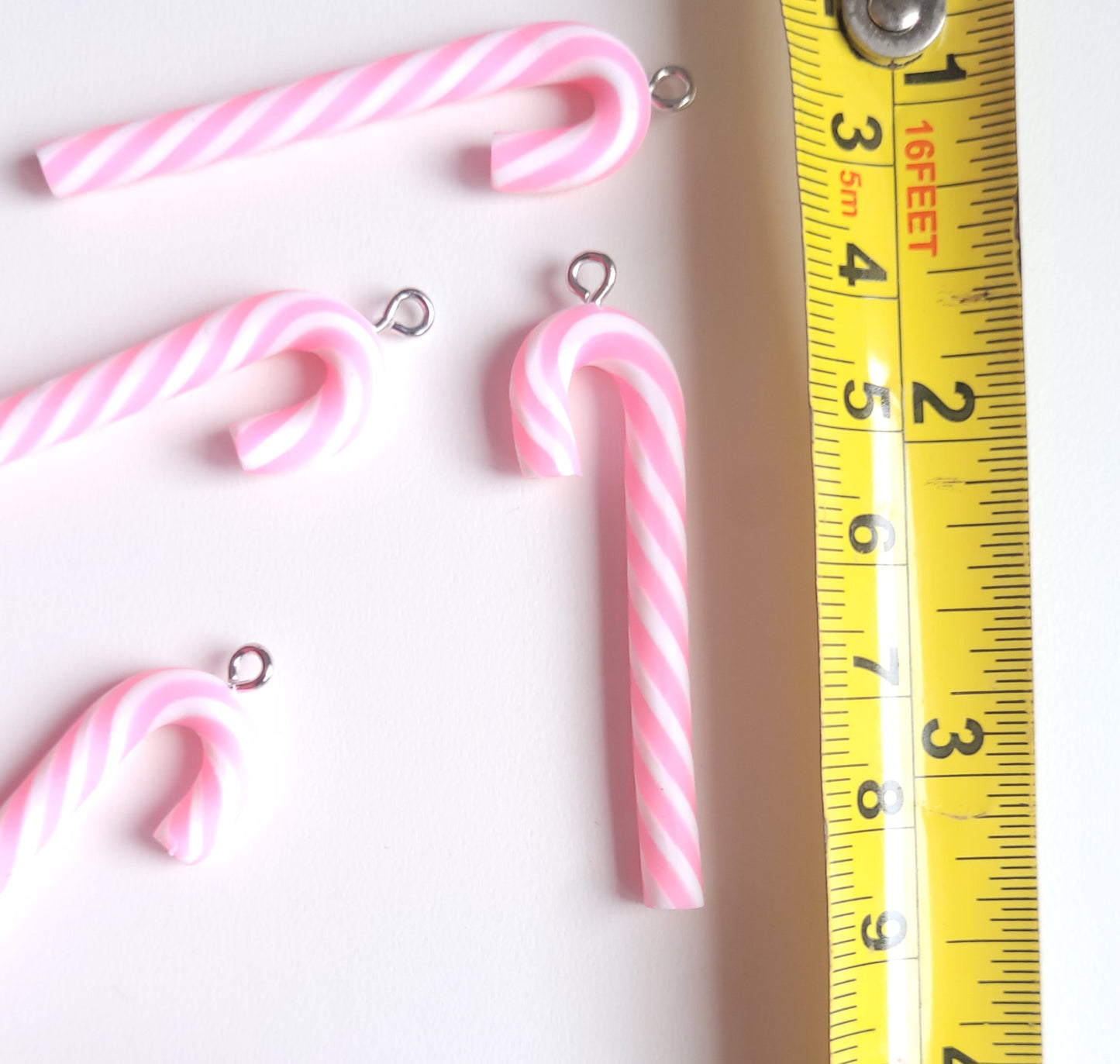 Pink & White Candy Cane Charms