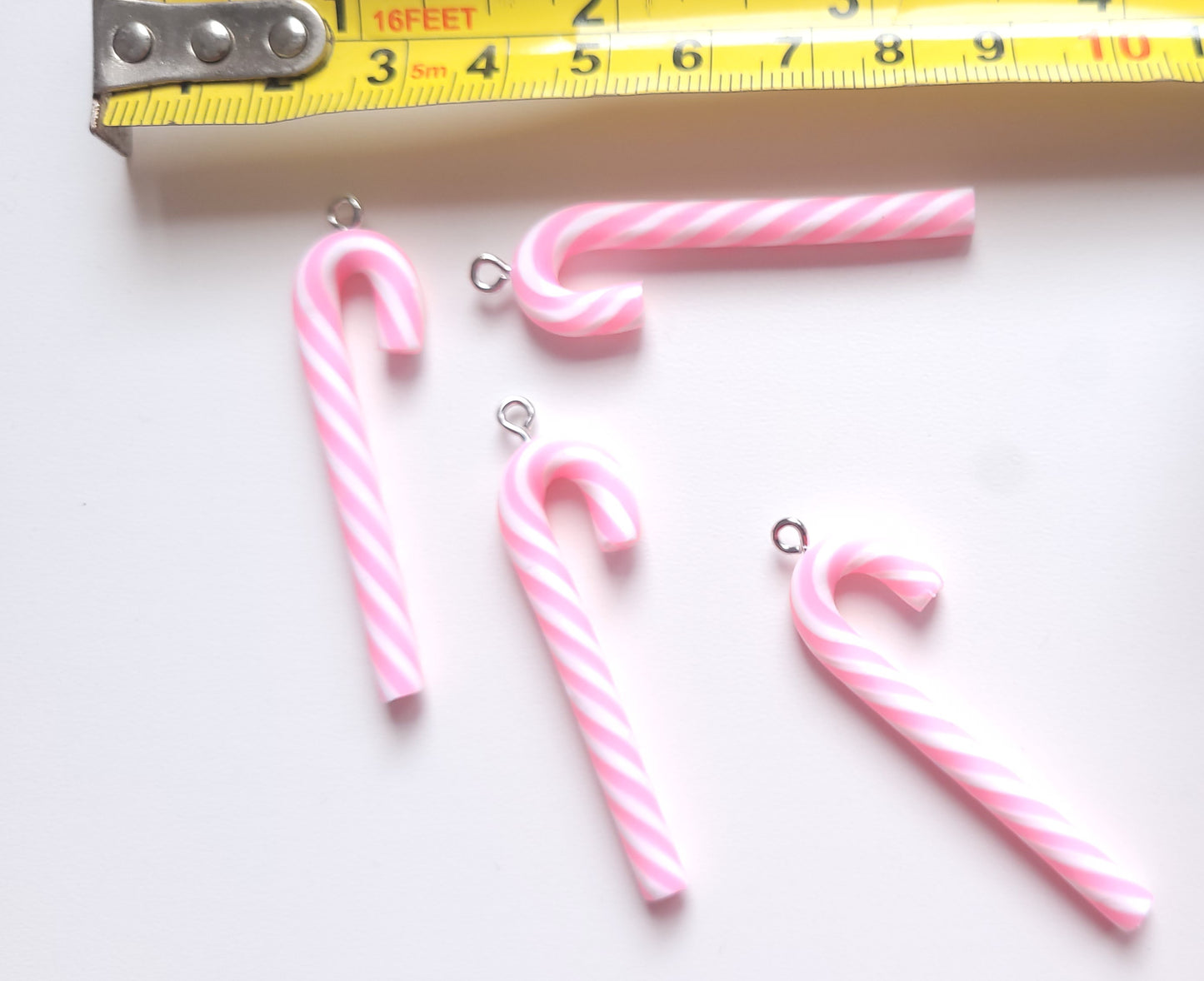 Pink & White Candy Cane Charms