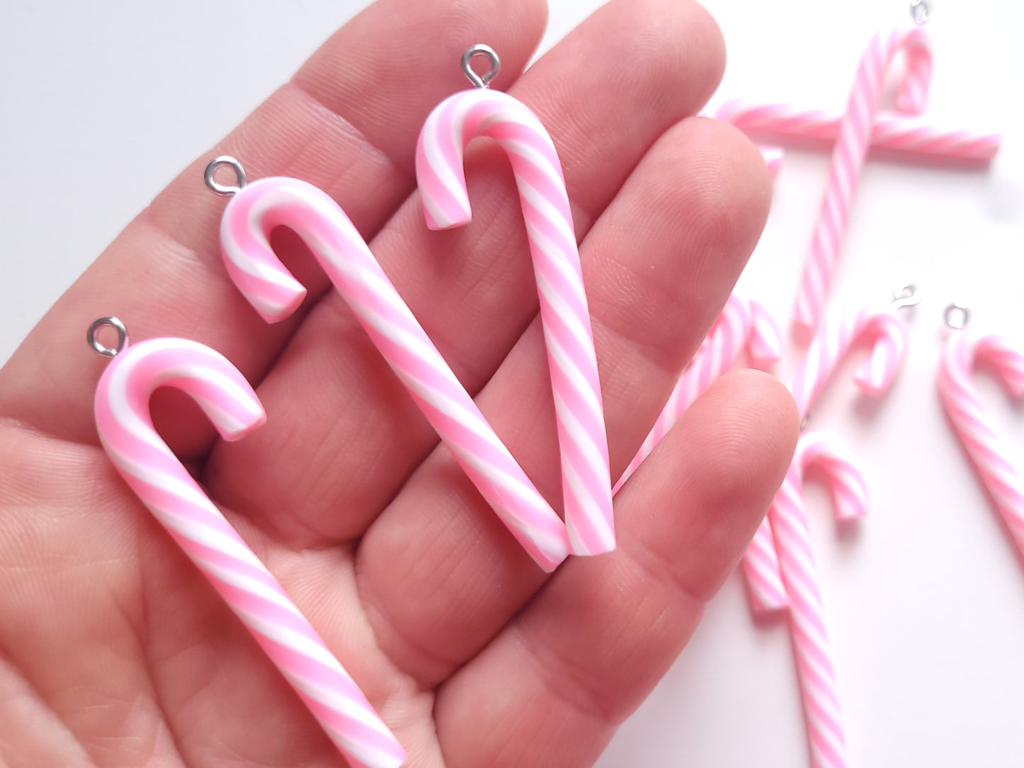 Pink & White Candy Cane Charms