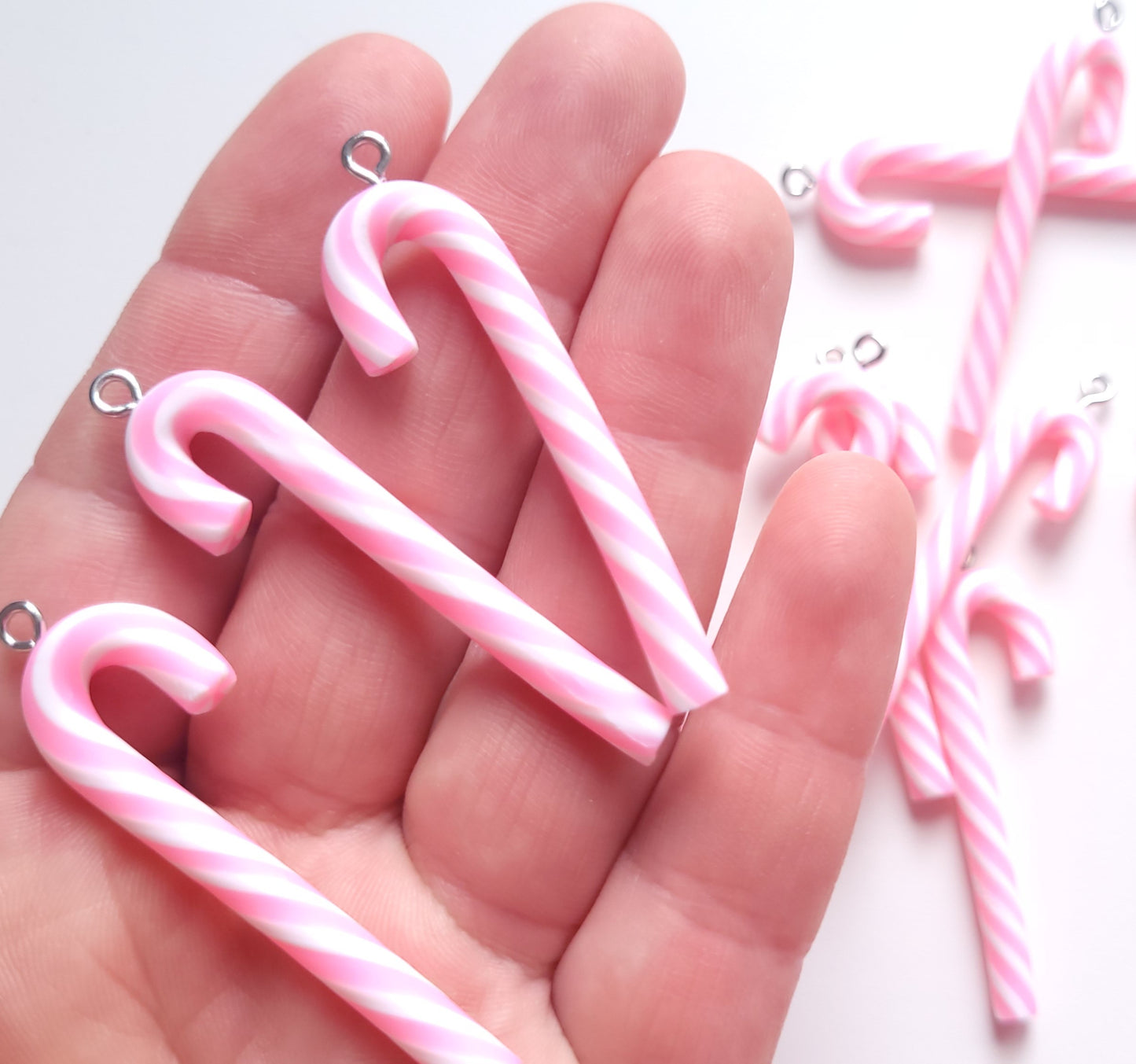 Pink & White Candy Cane Charms