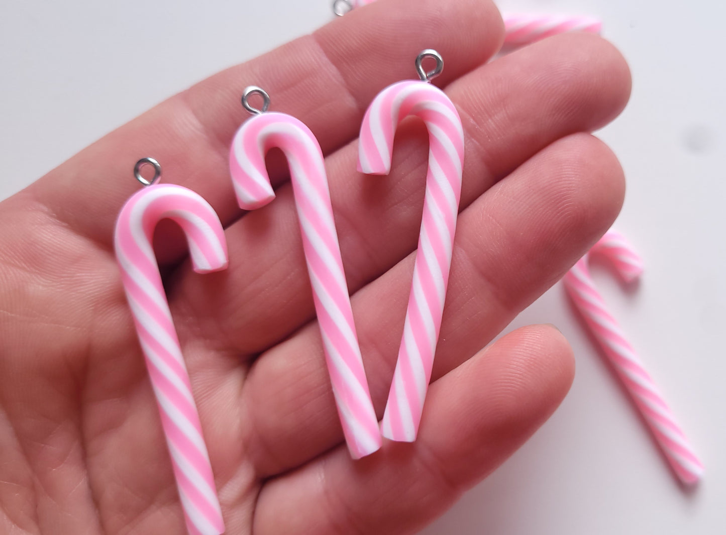 Pink & White Candy Cane Charms