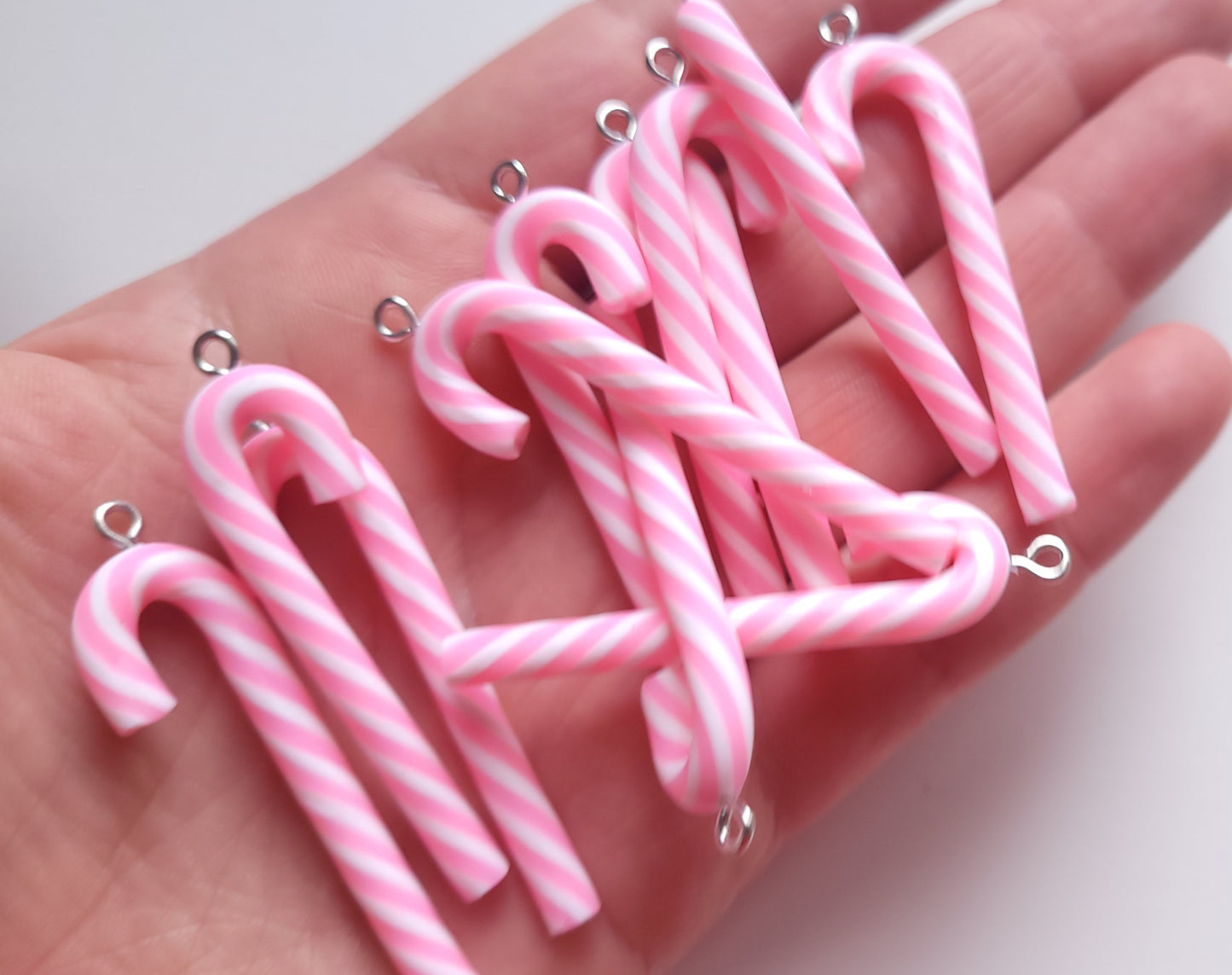 Pink & White Candy Cane Charms