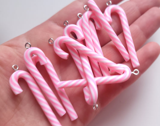 Pink & White Candy Cane Charms