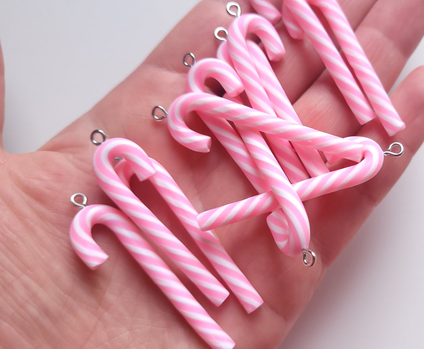Pink & White Candy Cane Charms