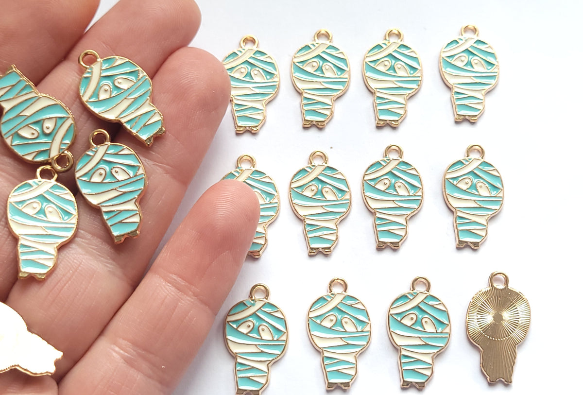 Mummy Halloween charm - enamel jewellery charm