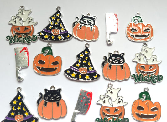 Halloween charm mix - Pumpkin Charms -  Enamel halloween charms