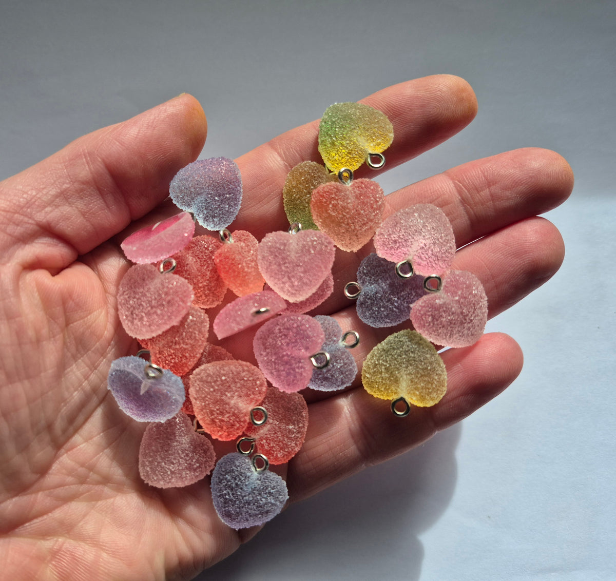 Toned Candy heart charm - Jewellery Making - Fake candy - mixed