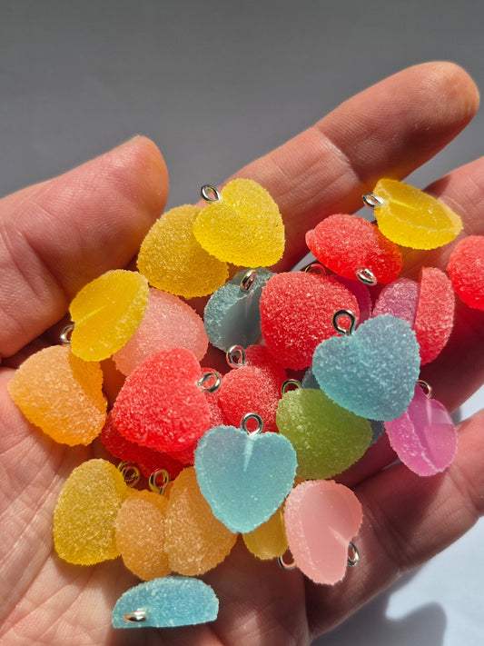 Candy heart charm - Jewellery Making - Fake candy - mixed