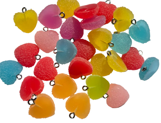 Candy heart charm - Jewellery Making - Fake candy - mixed