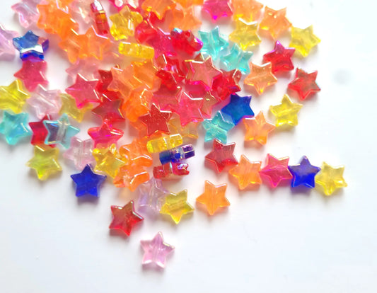 100 Star Beads - Mixed colours - Jewellery making beads