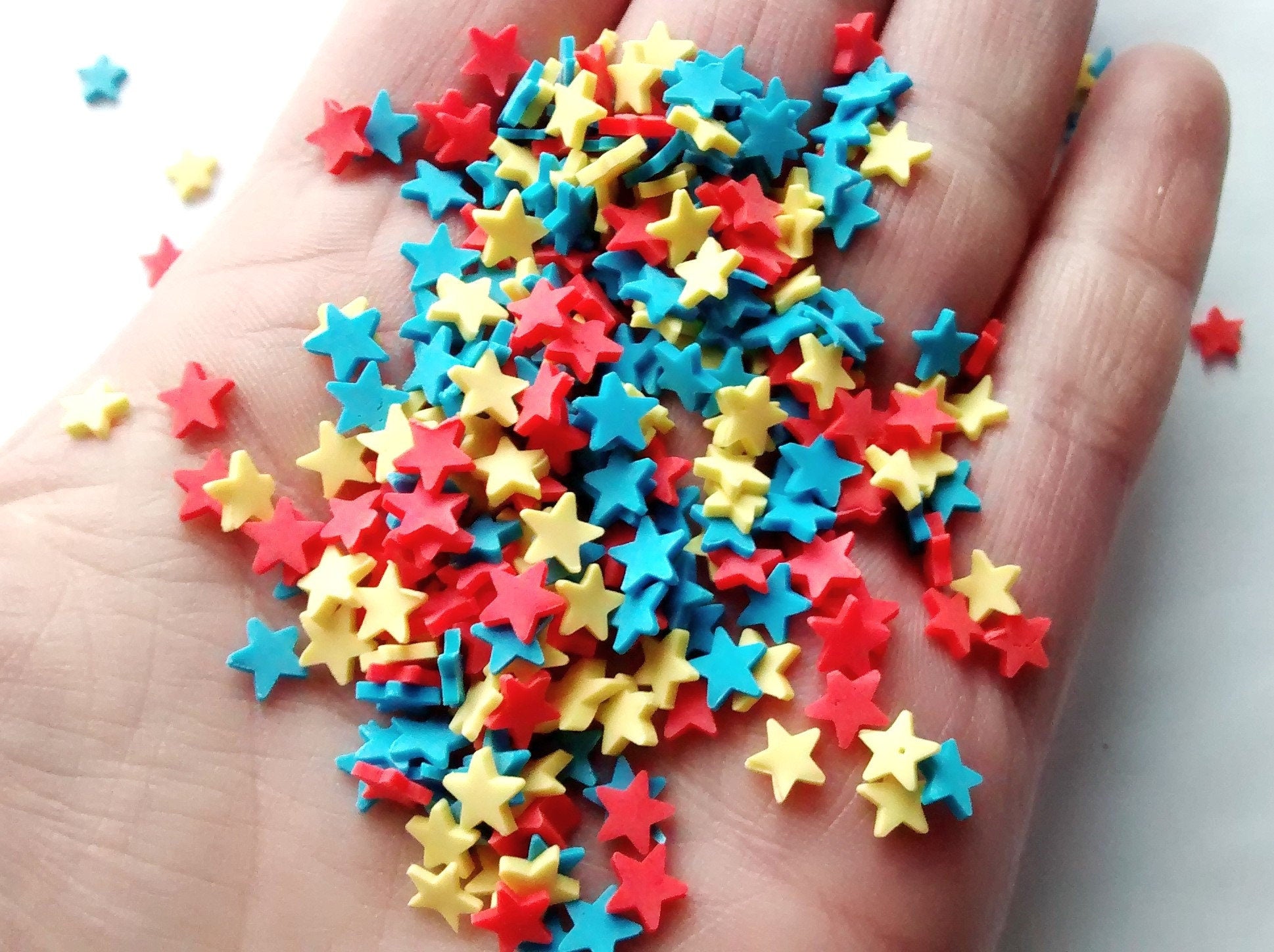 50g/100g polymer clay star sprinkles, BULK BUY, kawaii fimo funfetti charms, decoden craft supplies
