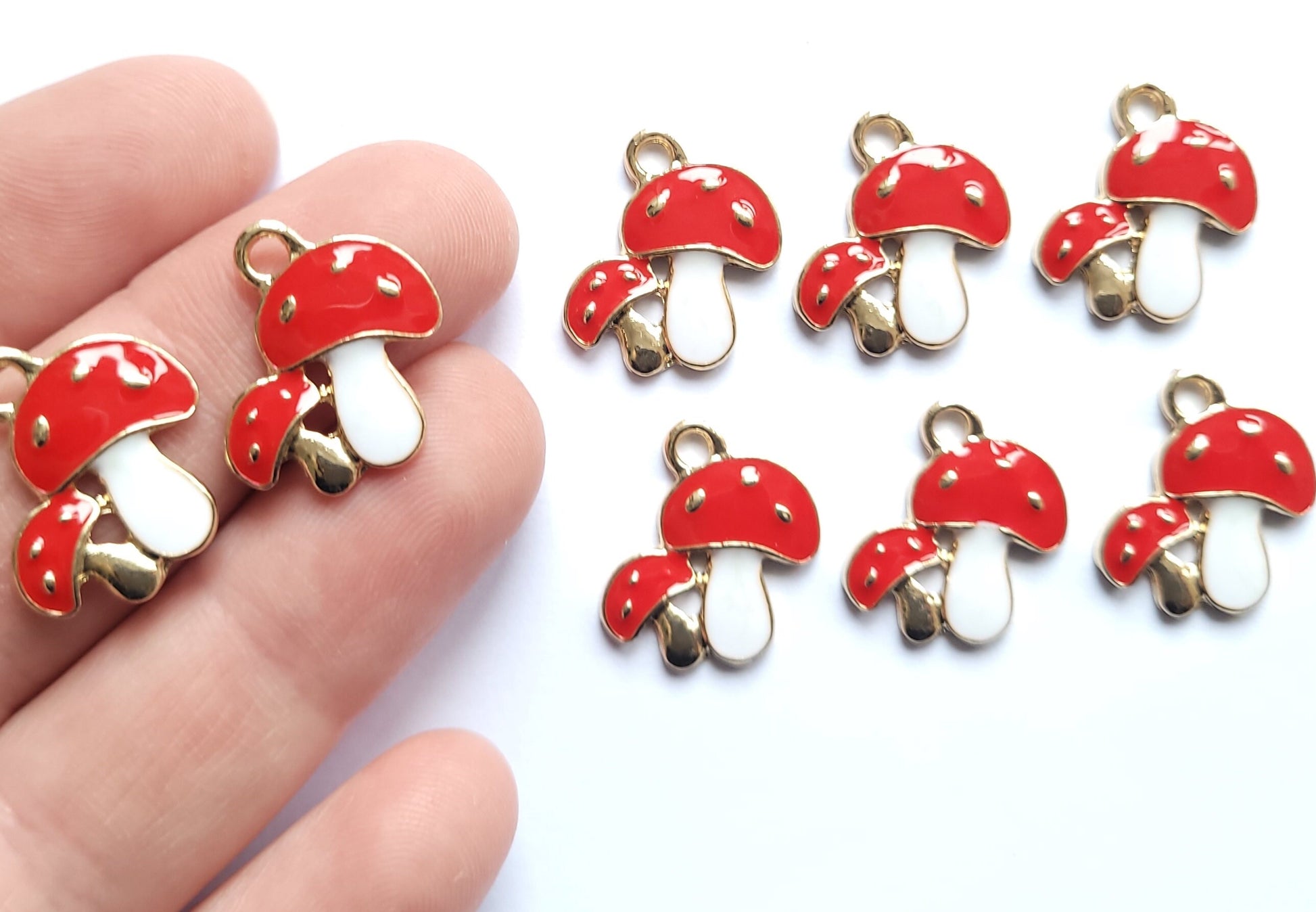 5/10pcs Mushroom charms , toadstool charm , kawaii enamel charm , decoden craft supplies