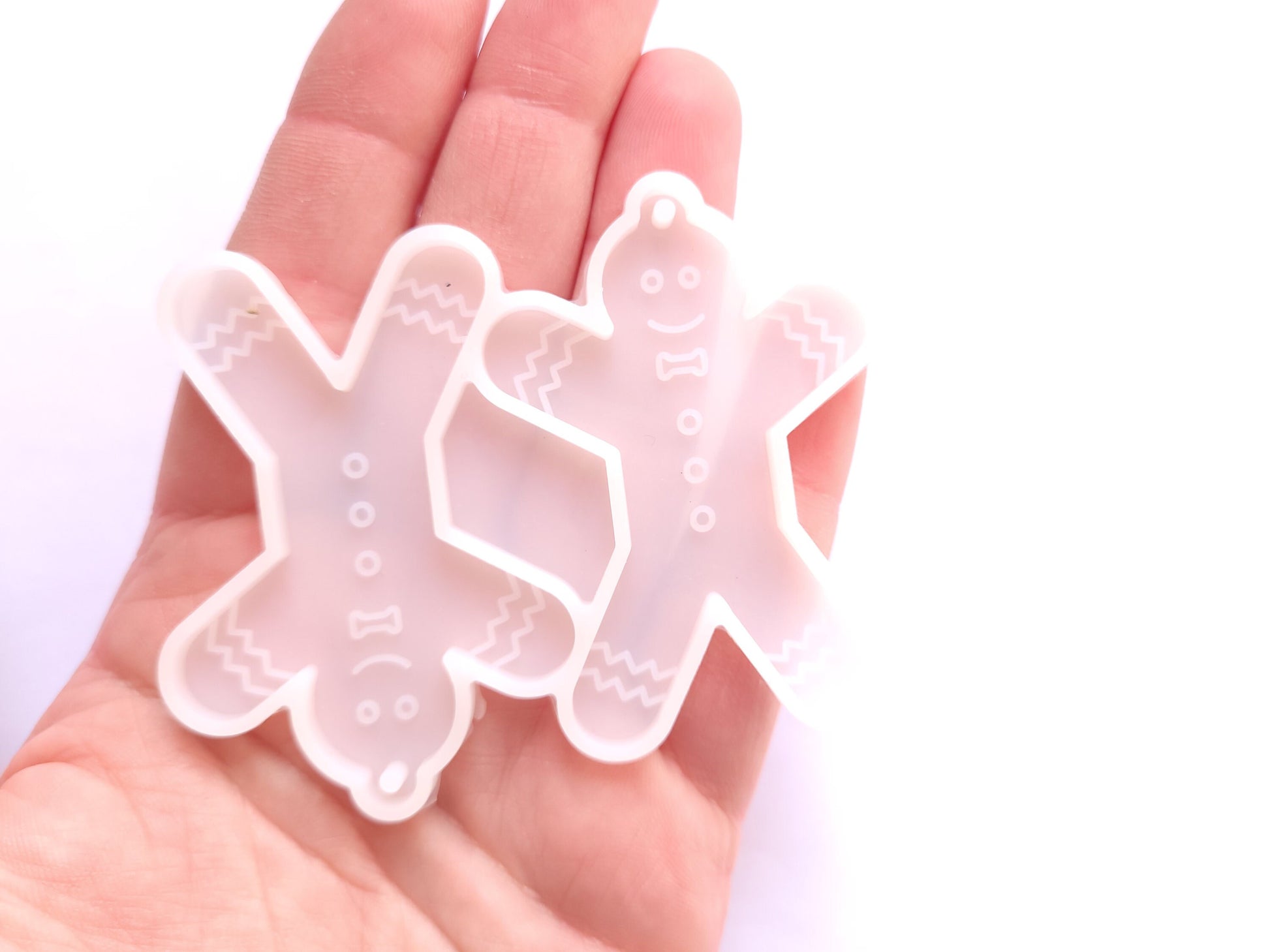 Gingerbread man mold , decoration mold, double charm flexible mold - for UV epoxy resin and more