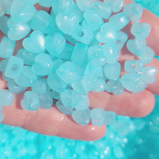 Mini Heart Beads with Large Hole - BLUE
