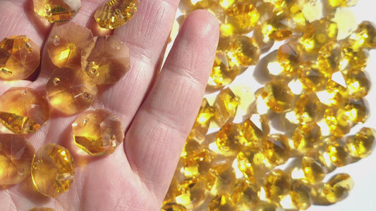 Gold glass chandelier links  connector beads
