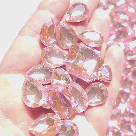 Baby Pink Bling Faceted Cabochon Mix