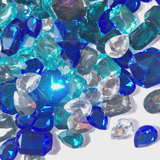Blue Ocean Faceted Bling Cabochon Mix