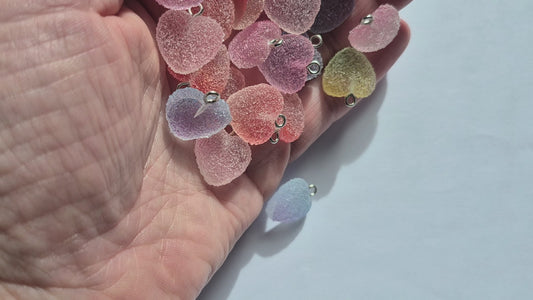Toned Candy heart charm - Jewellery Making - Fake candy - mixed
