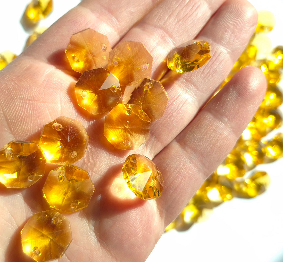 Gold glass chandelier links  connector beads