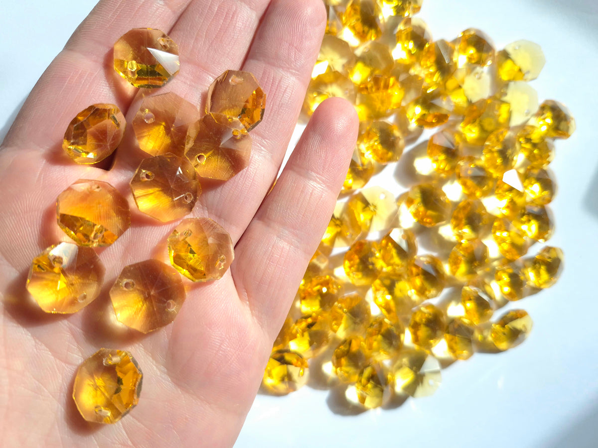 Gold glass chandelier links  connector beads