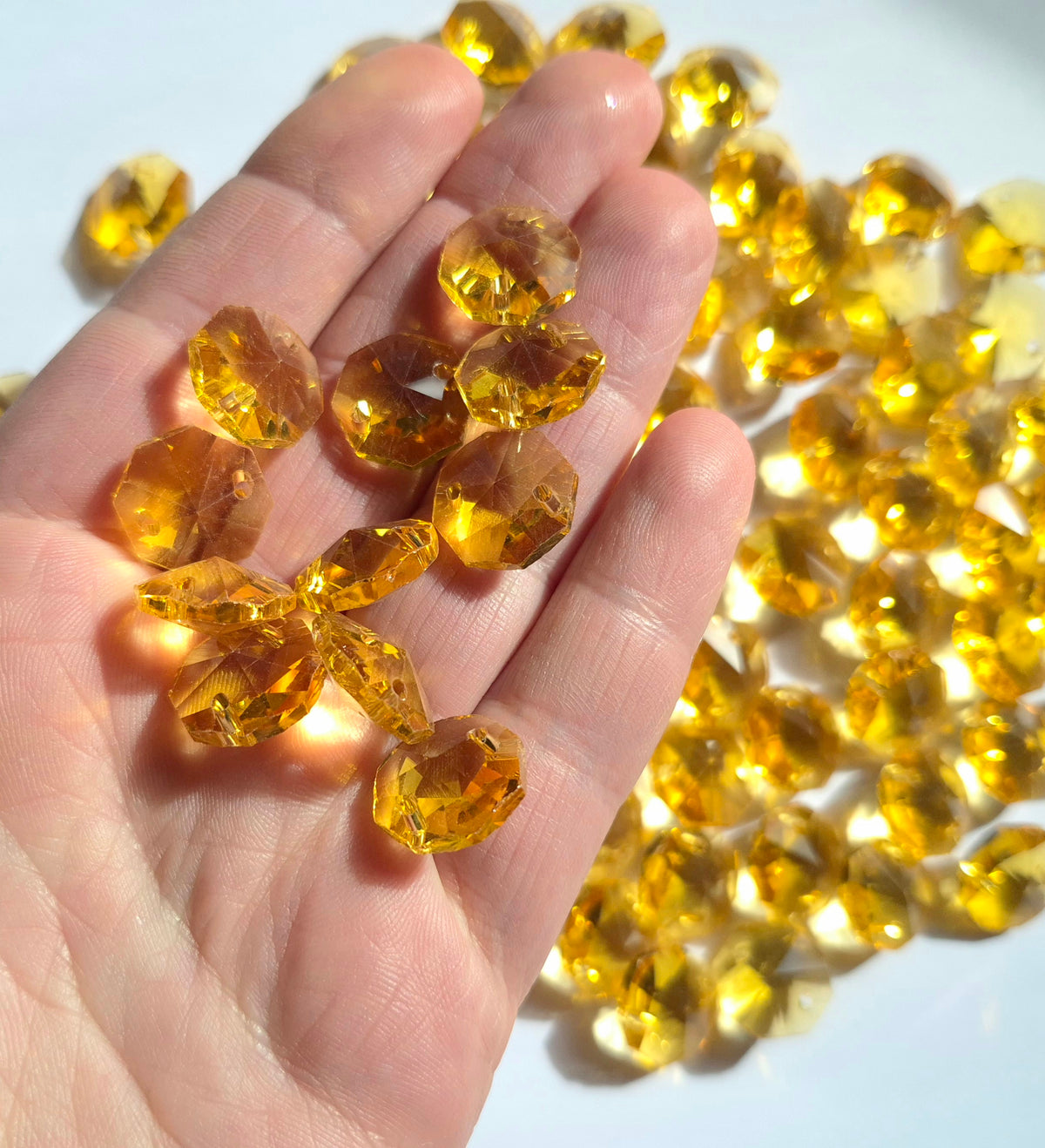 Gold glass chandelier links  connector beads